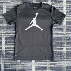 Jordan Black T-Shirt with White Jumpman Logo (DRI-FIT) Ages 10/12
